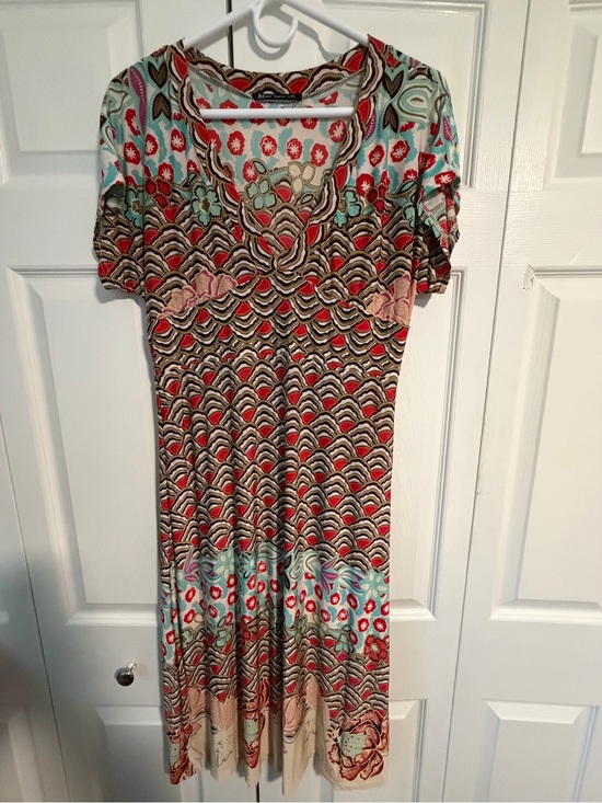 miss two Dresses & Skirts - Miss Two Patterned Midi Dress in Aqua and Coral